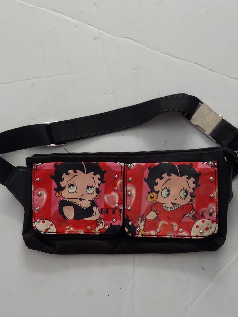 Betty Boop Black and Red Shoulder/Waist Bag with Character Pockets